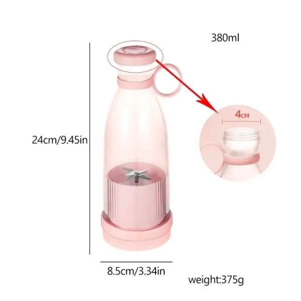 NY Genopladelig Blender Frisk Frugt Juicer Blå/Pink Usb Bærbar Juice Flaske Mini Hurtig Elektrisk Blender Smoothie Ismaskine Light Grey