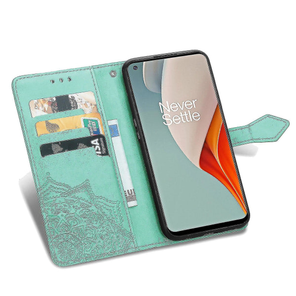 OnePlus Nord N100 Fodral Läderfodral Magnetskydd Grön