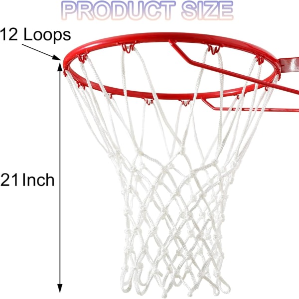 10 stycken basketnät utomhus, Professionell Heavy Duty Basketball Nätbyte, All Weather Anti Whip, Lämplig 12 Loops Basketball Hoop