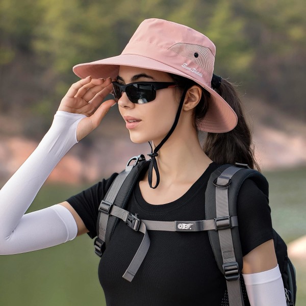 Solhatt Dam Herr 3u201d Bred brätte UPF 50+ Fiske Strand Bucket Hats 2Grey