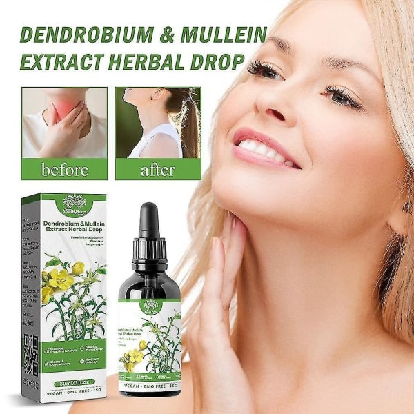 Dendrobium & Mullein ekstrakt - Lungrengöring & respiratorisk örtdroppar 2stk