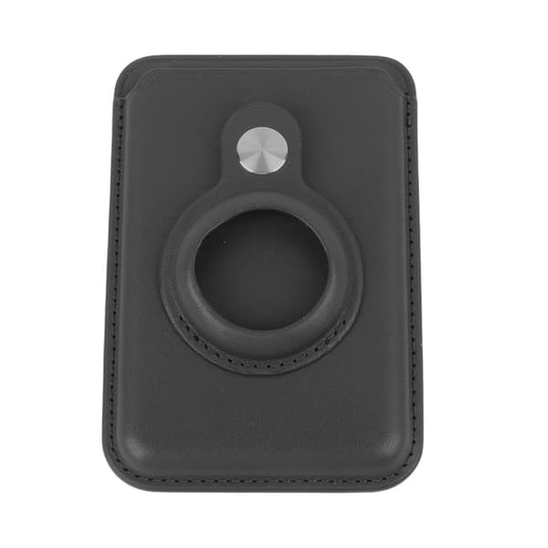 Magnetisk kortholder til Magsafe Tracker Case til IOS Locator 2 i 1 Læderbeskyttelsesetui til Iphone Sort
