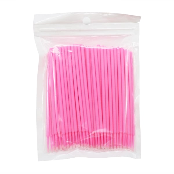 100 Pack Micro Brushes Engångsborstar för ögonfransapplikator D pink