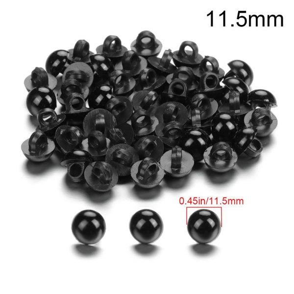 50 st Svarta Säkerhetsögon för Dockor Tillbehör 11,5 MM 11,5 mm 11.5mm