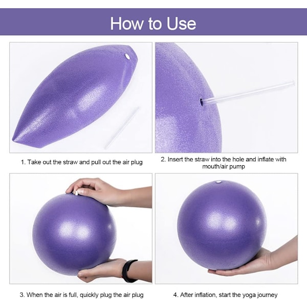Halkfri boll Fitnessboll Yogaboll Fitnessboll Yogapilatesboll Fitnessboll Pilatesboll Liten boll Mjuk boll (Lila)