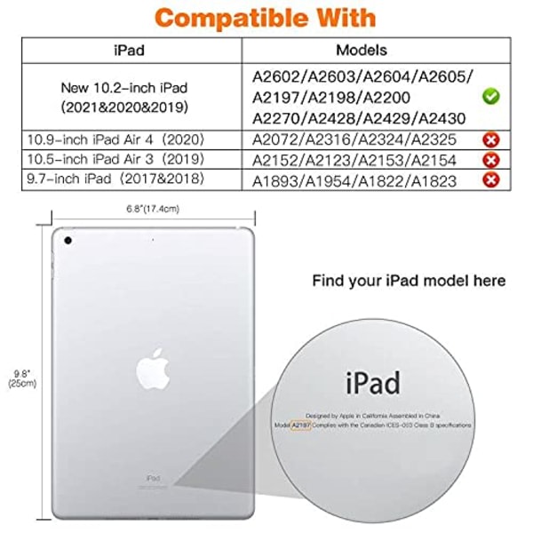 CDQ Apple iPad 10.2 2021/2020/2019 Slim fit tri-fold veske - Svart
