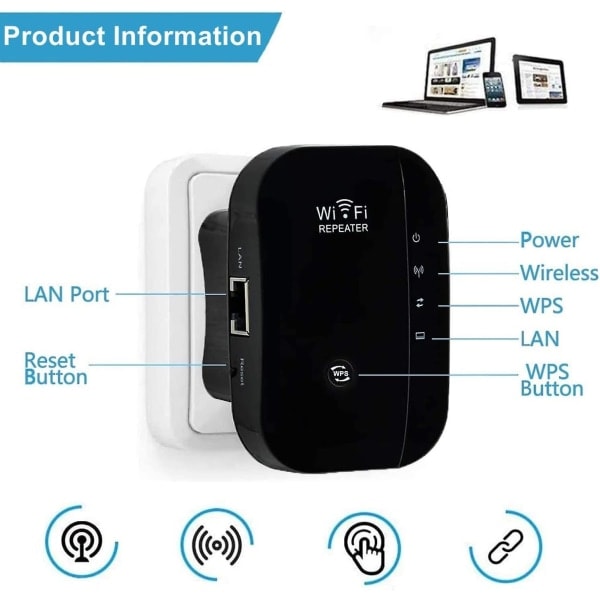 Wifi-forstærker Wifi Signal Booster Trådløs Internet Repeater