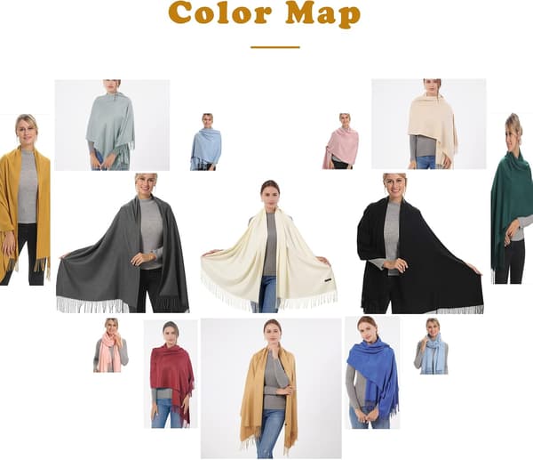 Pashmina sjal til kvinder, blødt aftensjal til bryllupper, fester, brudetøj, rejser og formelle outfits, sort