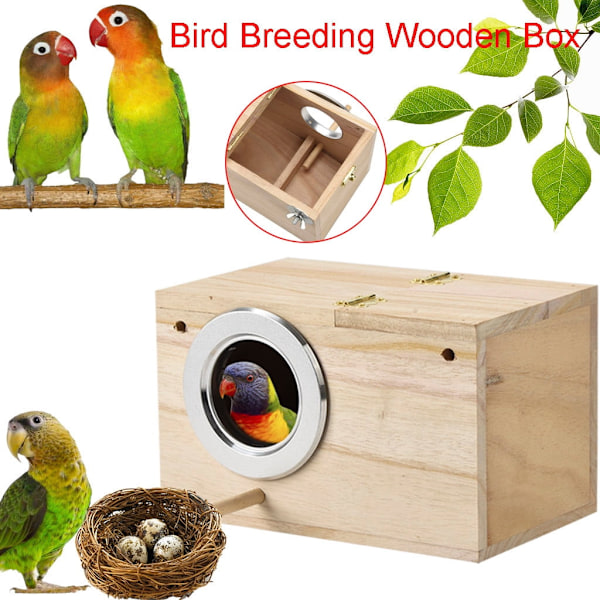 Parakits Boetlåda Fågelhus Trä Uppfödningslåda för Kärleksfåglar Parrotlets Parning