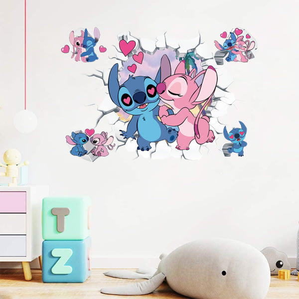 Stitch ja Angel 3D-seinätarra, tapetti, PVC, 50cm*36cm
