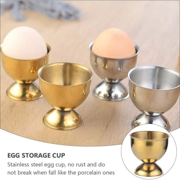 Egg Cups i rustfritt stål, 4-pack, för restaurang, hem, kök, födelsedag, bröllop, jul, nyår, fest, bordsdekoration (guld)