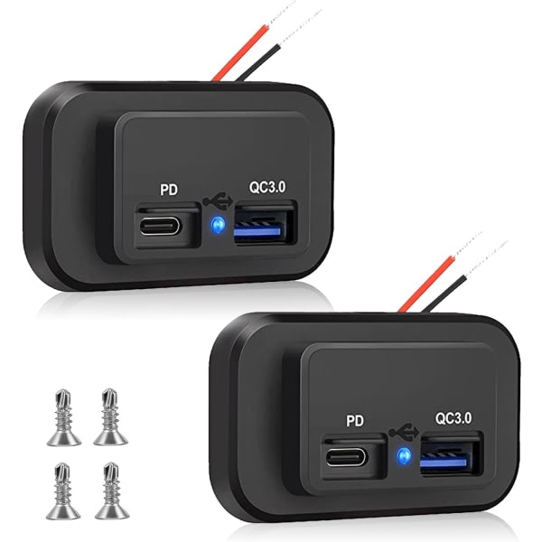 CDQ 2. dobbelt USB-billaddaruttag 12V 4.8A med strømbrytere, USB-panelkontrol Hurtig opladning