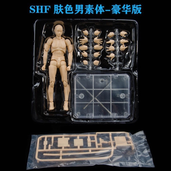 Inhemsk SHF-figur Människokropp för män och kvinnor Handgjorda modellkonst Tecknad målning Skissreferens Led rörlig docka Shf Deluxe Gray Male