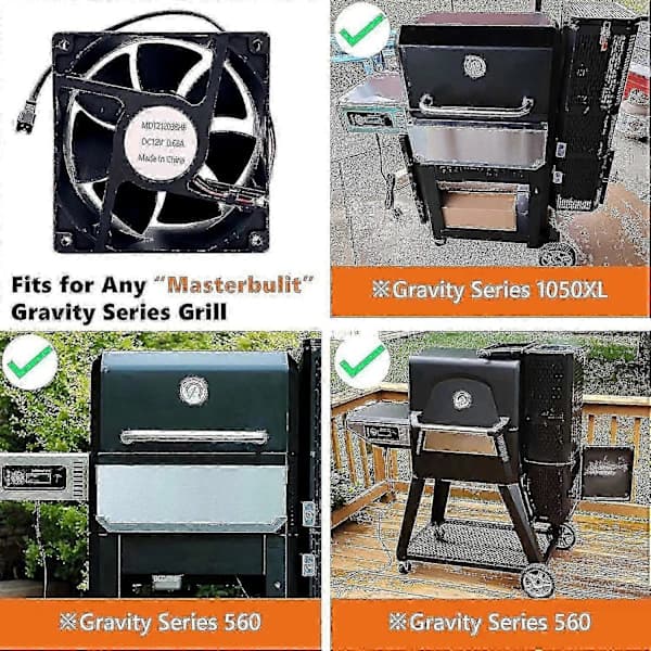 Udskiftningsventilator til Masterbuilt 560 800 1050 Digital Elektrisk Røgeovn Grill ABS Sort 12 x 12 cm