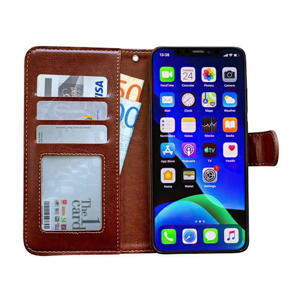 iPhone 12 - Nahkainen Kotelo / Suoja Svart