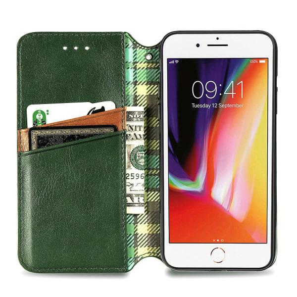 Veske til Iphone 8 Plus Flip Cover Plånbok Flip Cover Plånbok Magnetisk Skyddande Handytasche Case Etui - Grön null ingen