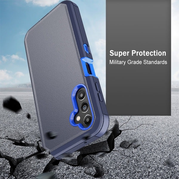 TASHHAR Samsung Galaxy A14 5G case med skärmskydd Militärklass Heavy Duty Protection 3 i 1 Stötsäker rustning Robust Hållbar för galer mörkblå