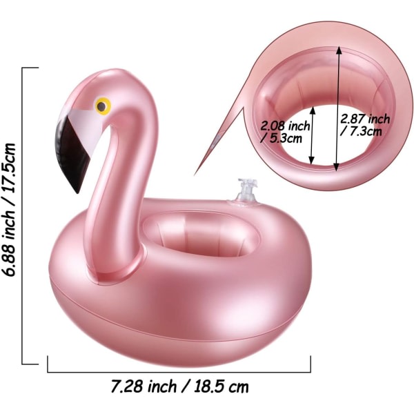 12 deler oppblåsbar dryckeshållare Flamingodricka flyter Återanvändbar oppblåsbar söta djurkoppunderlägg Poolkopphållare for sommarens simfest