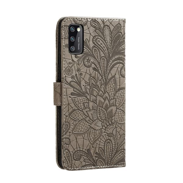 Kompatibel med Samsung, Samsung Galaxy A41 - Blommigt Plånboksfodral - Grå Grey Grå
