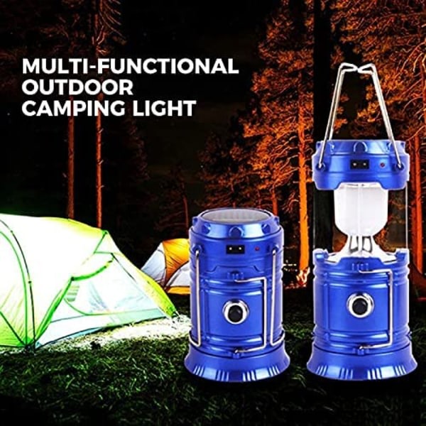 CDQ LED campinglykta, multifunktionssolljus, bärbar (blå)