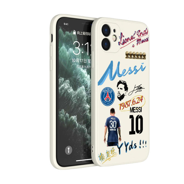 iPhone XS mobilskal Messi Graffiti Vit