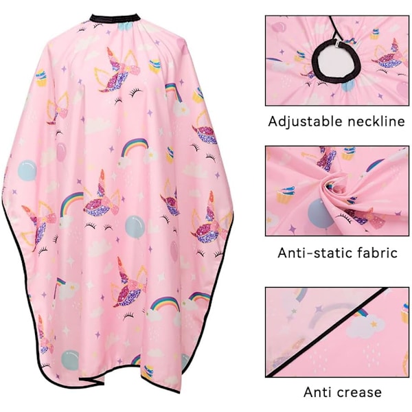 Barnklippkappa, Frisörkappa med Justerbar Hals, Hårklippningskappa Frisörklänning Salong Barberkappa Hårklippningsförkläde för Pojkar Flickor Rainbow Horse