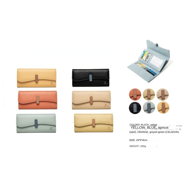 Plånbok for kvinnor Lång korthållare i koreansk stil Pu Tri-Fold handväska Stor kapasitet Enkel Svart