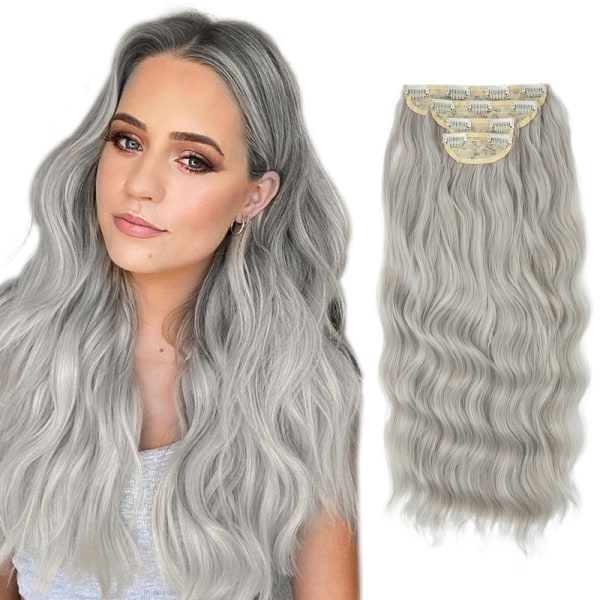 Clip-in extensions 22 tum set med 4 lockiga vågor för kvinnor