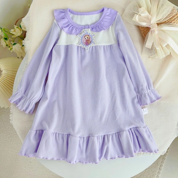 Anime Barn Nattlinne Bekväm Klänning Loungewear Pyjamas Andningsbar Casual Prinsesskjol Kawaii Småbarn Hemkläder Present Lila 3 Purple 3 100cm