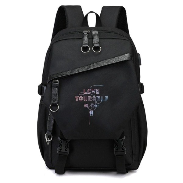 BTS reppu lapsille, reppuja, reppu USB-liitännällä, 1 kpl, musta, 4