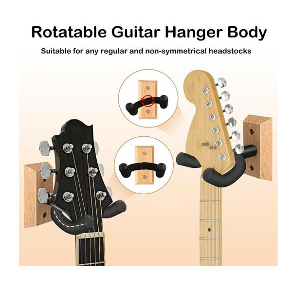 Gitarrväggfäste i trä, massivt trä hängare lämplig för akustisk elgitarr bas folk ukulele mandolin björk 2st-tfrf Birch 2pc