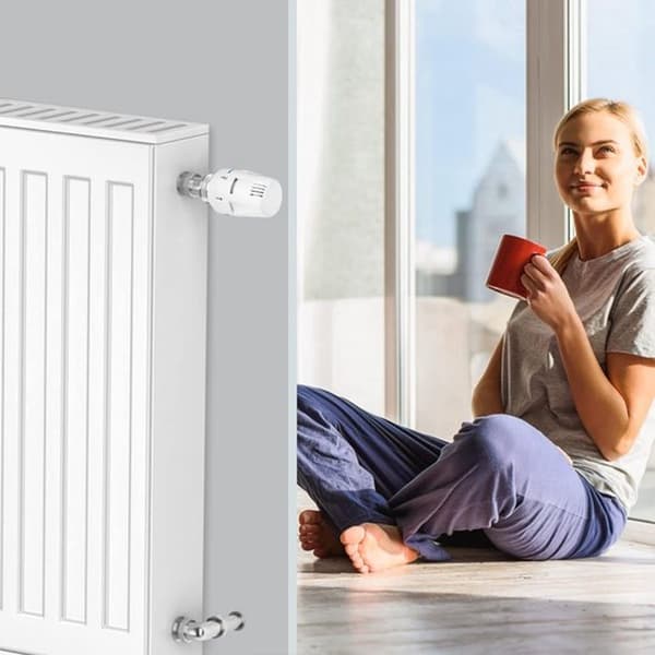 Termostathode - 4-delt termostat - standard radiatorventil erstatningshode M30 x 1 - 5 temperaturkontroll - hvit