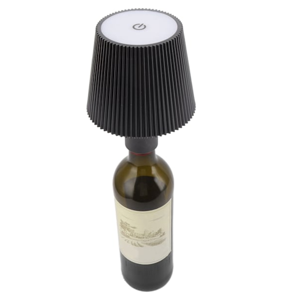 Vinflaske LED-lampe trådløs vanntett bordlampe 2000mAh oppladbar nattlampe for utendørsbarer restaurant svart 0.5