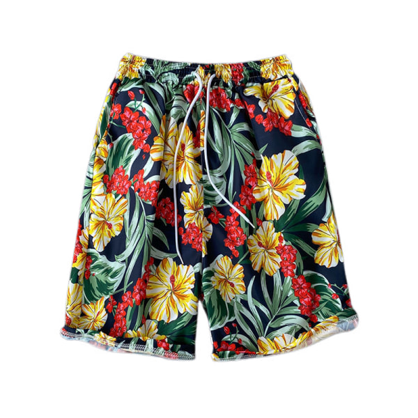 Flower Flat Front Casual Aloha Hawaiian Shorts-STK002 för män zdq