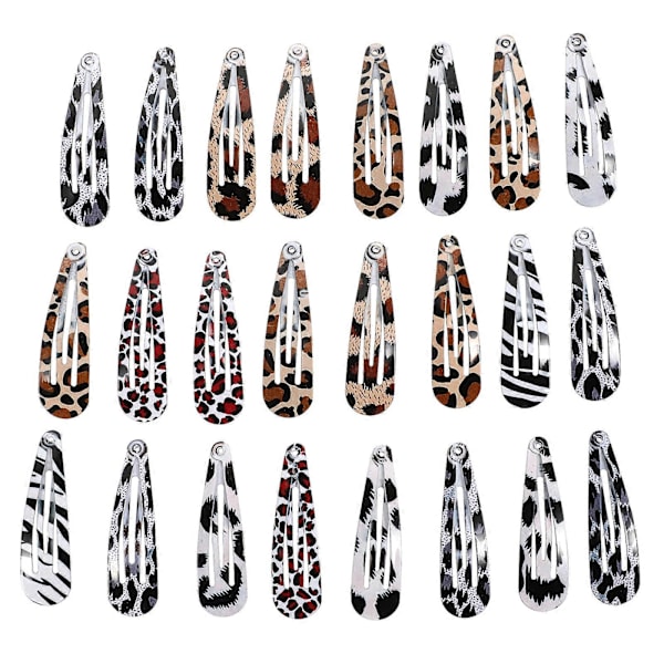 24 stk Kvinner Jenter Mote Leopard Snap Barrettes Hårspenner BB Hårnål Sideklips