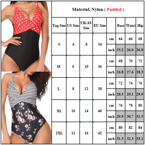 Push up -bikinit uimapuku naisille, uima-asu pinkki & musta 2XL