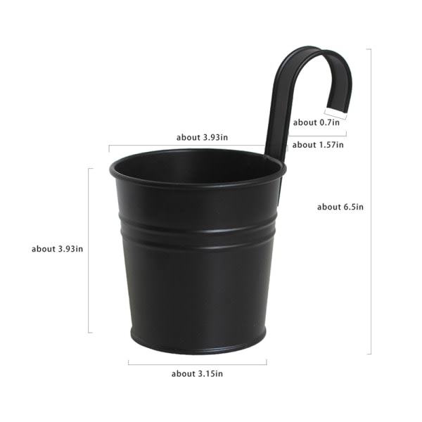 Metalljärn Blomma Vägghängande Blomkruka Hink Plåt Svart Onesize