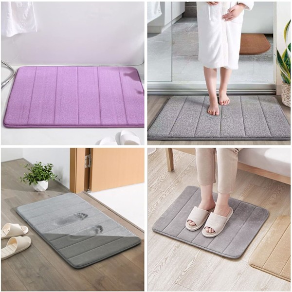 Badeværelsesmåtte i memory foam, skridsikker, absorberende, superhyggelig, fløjlsblød, supervandabsorberende, tyk badeværelsesmåtte, lysegrøn Lysegrøn Light Gr Light Green 17 X 24 inches