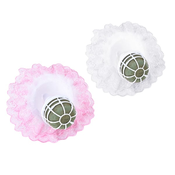 Bukett håndtakholder + Hvit blonder krage for brud floral bryllup Hvit one size