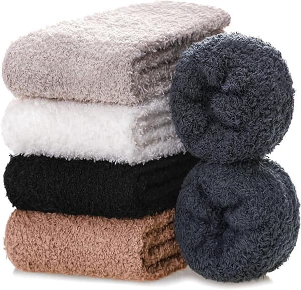 strømper, 5 par, Varme, fluffy fleecestrømper, Damestrømper - Varme vinterstrømper