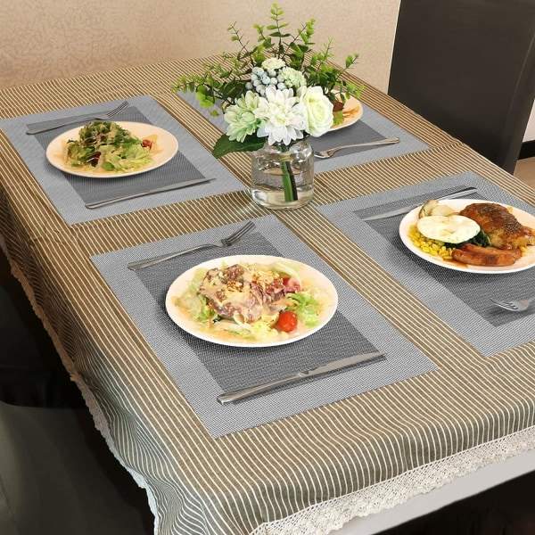 Set med 8 bordstabletter Halkfri, tvättbar värmebeständig PVC bordstabletter för matbord Röd 45×30 cm