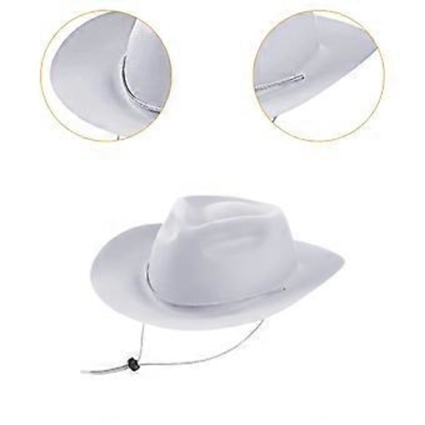 Cowboyhatt for barn, solhatt for fiske, sceneopptredener, camping (Hvit) White
