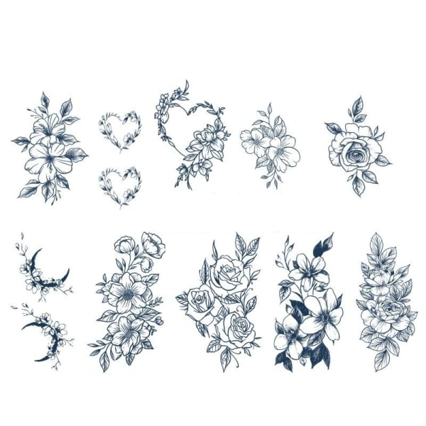 Juice Sticker Blomster Tattoo Semi-permanent Blomster Arm Vanntett Holdbar Kvinnelig Tatovering Klistremerke