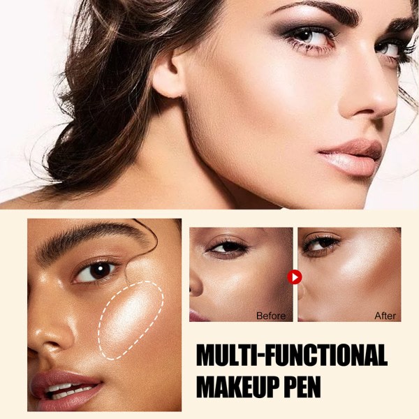 Multifunktionell makeup-penna Hållbar flytande konturstift Portable Highlighter Blush Pen mörkbrun