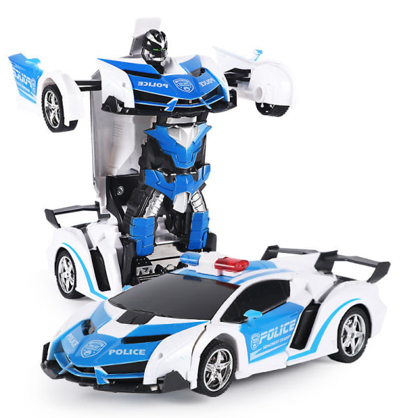2 in 1 barn elektrisk RC bil transformerande robot leksak present för barn Polis bil Polis bil