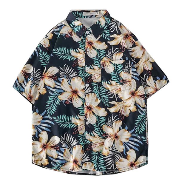 CDQ Casual skjorta för män Tropical Beach Paidat, printed strandskjorta