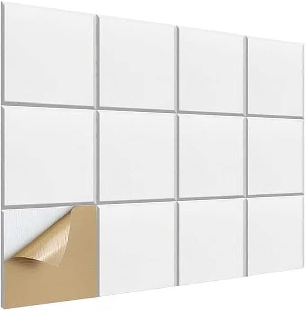Akustikpanel 12-pak 30x30cm Selvklæbende Lydisolerende Vægpanel Polyester_TF_TF Vit 12 st
