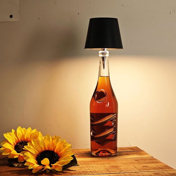 Trådløs LED-flaskelampe til vin (Sort) Sort Svart Svart