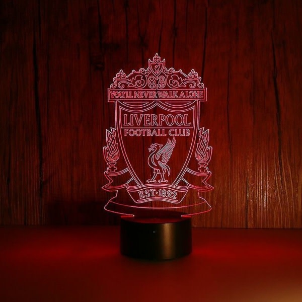 3D LED Nattlampe Liverpool Fotballklubb Barn Soverom Nattlampe Anime Lampe X