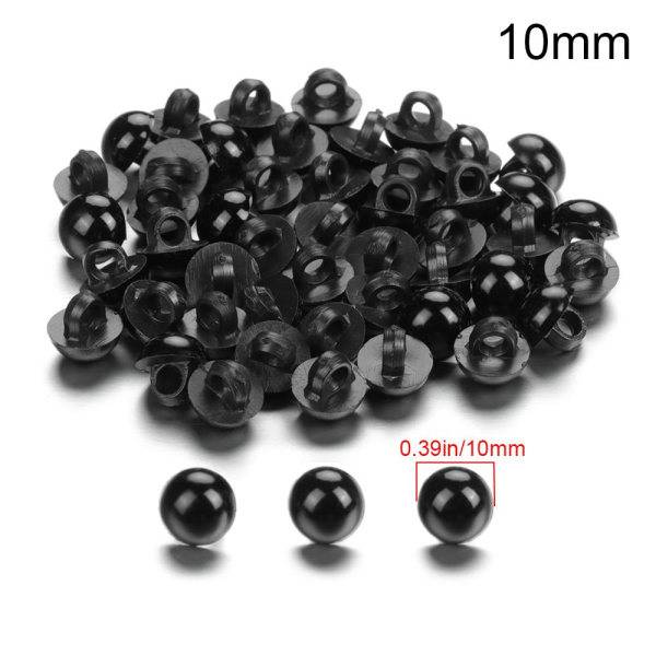 50 kpl Mustat Turvallisuus Silmät Nuket Tarvikkeet 10MM 10mm 10mm